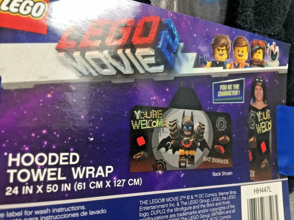 Batman Toalla con Capucha Niños Lego Película 2 Murciélago Búnker Envoltura Piscina Playa Baño 24x50 pulgadas Foto 2 de 3