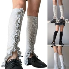 Women Summer Thin Leg Warmer Sleeve Lightweight Ruffled Split Flared Leg Covers