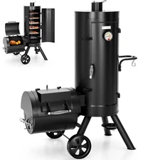 Heavy Duty Vertical Offset Charcoal Smoker Grills Extra Large Outdoor BBQ Grill
