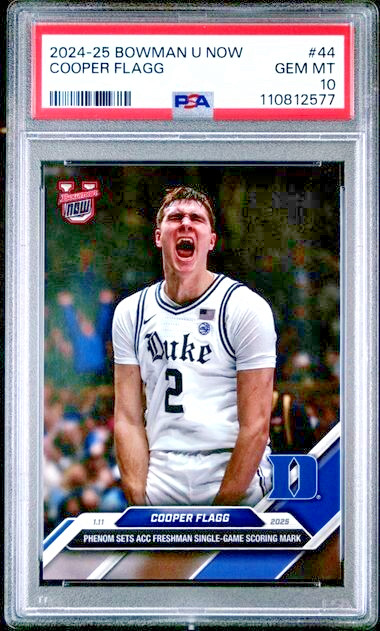 PSA 10 Cooper Flagg RC 2024-25 Bowman U Now 42 pt - ACC Freshman Record PR 8,444