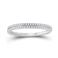 10K WeißGold Diamant Doppelreihe Ehering Schlanker JubiläUmsring 1/6 CT