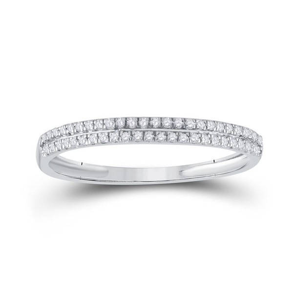 10K WeißGold Diamant Doppelreihe Ehering Schlanker JubiläUmsring 1/6 CT-image