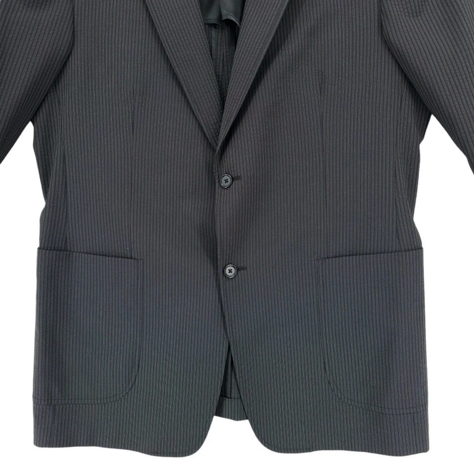 Traje JOHN VARVATOS 2 Piezas Mezcla Lana Hecho en ITALIA Negro Tostado Rayas Usado en Excelente Condición Talla 44R Foto 4 de 4