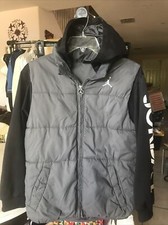 JORDAN Puffer Jacket Hoodie size M 10-12YRS Gray / Black.