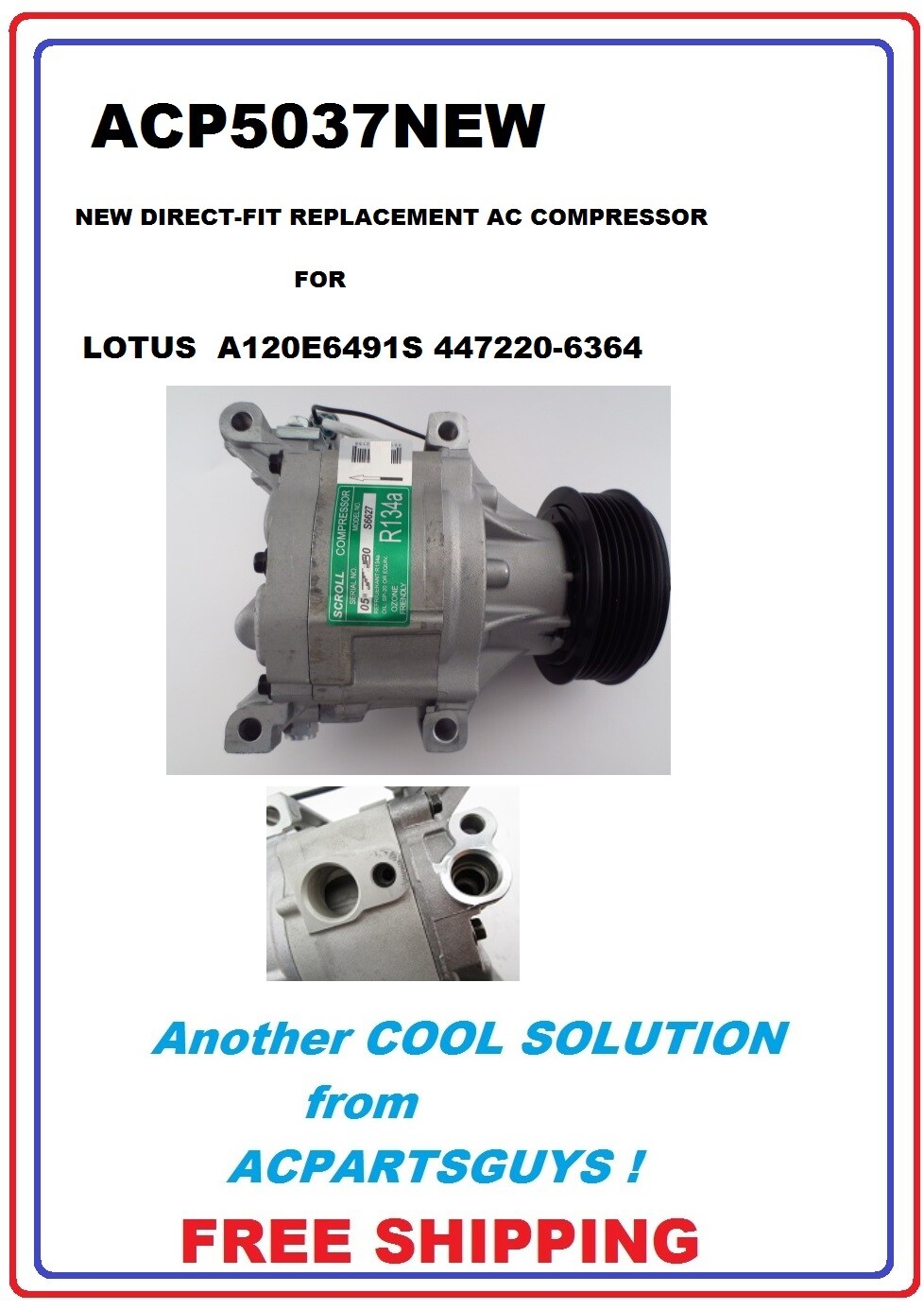 NEW Compressor FOR LOTUS A120E6491S Elise Exige SCSA06C