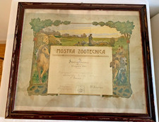 CERTIFICATE LIVESTOCK EXHIBITION 1ST PRIZE SAVIGLIANO 1921 55X45 WITH COEVA frame