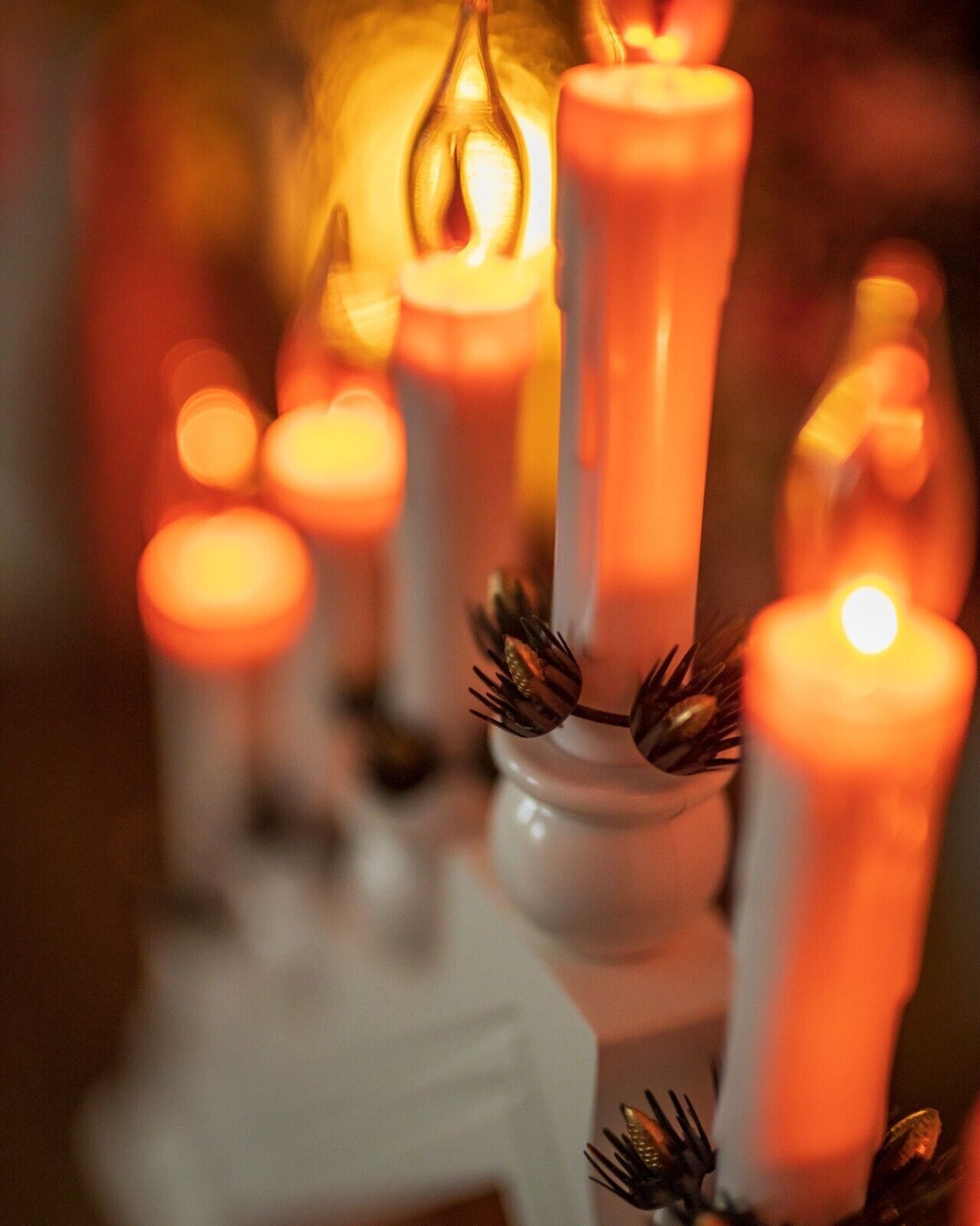 Christmas LED Wooden Candle Bridge White Xmas Window Decoration Light