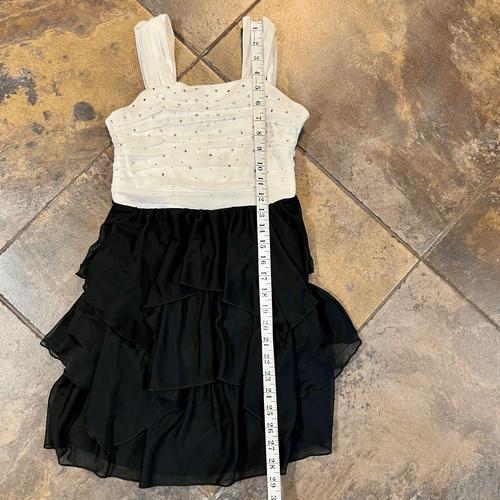 BCX Girl Black White Rhinestone Dressy Party Dress 12 - Picture 6 of 12