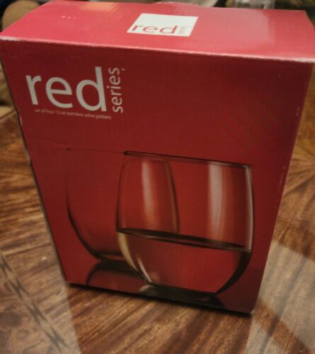 Home Essentials Red Series 15 ounce Stemless Wine Glass set of 4