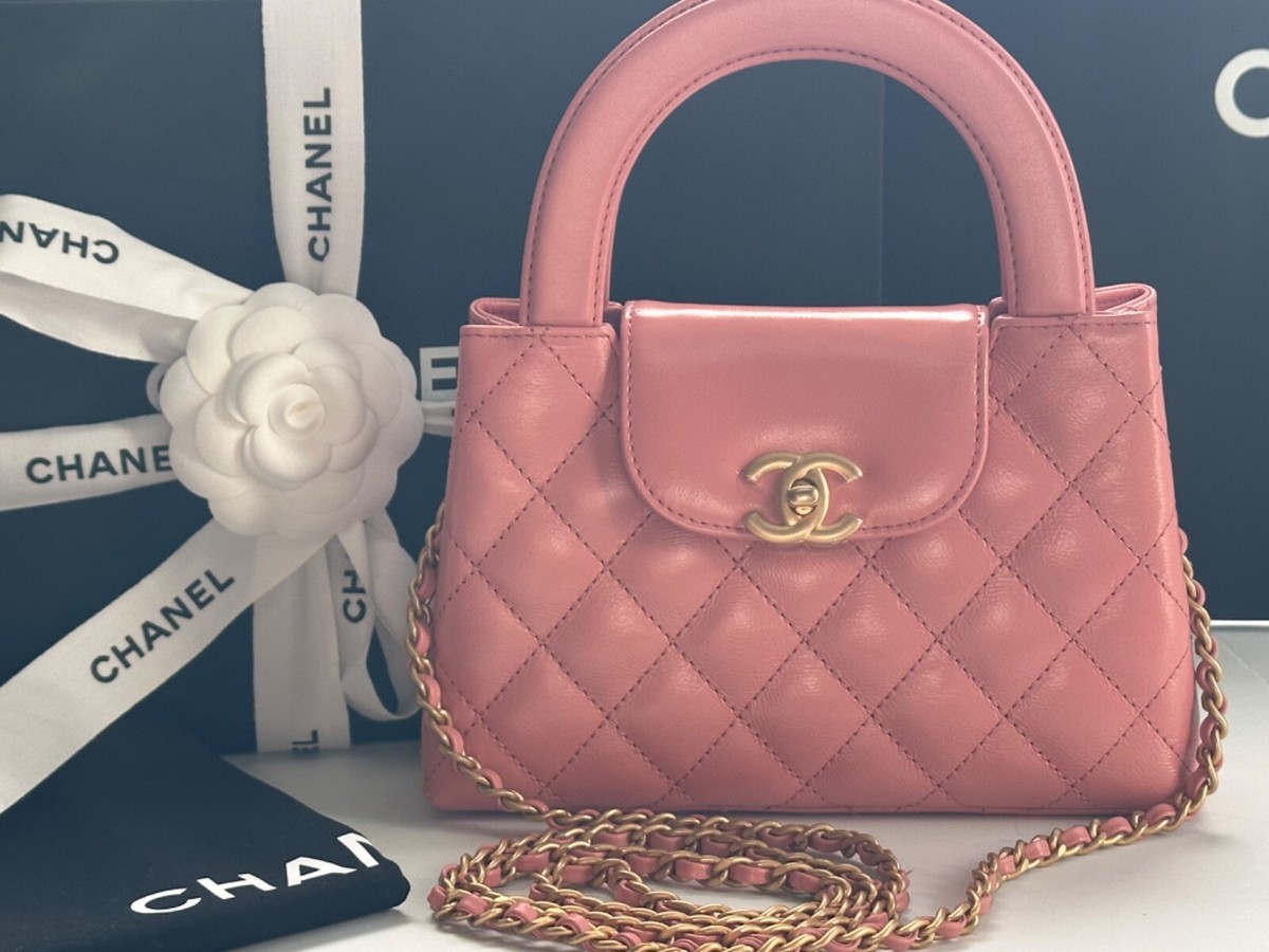 New Chanel 23K KELLY Nano Barbie Coral Pink Top Handle Shopping