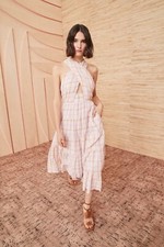 NWT $495 Ulla Johnson Dress Noelle Midi Dress Pale Lilac Plaid Sz 2