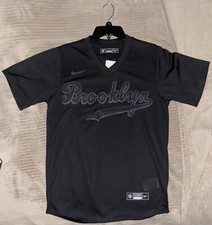 New Nike MLB Brooklyn Dodgers Blackout Triple Black Baseball Jersey Men’s Sz S