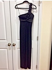 Morgan Co Black Stretchy 1 Shoulder Long Formal Dress Ball Gown, Prom Sz 5/6 NWT