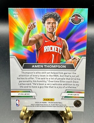 2023-24 Panini Prizm Amen Thompson Silver Instant Impact Rookie RC
