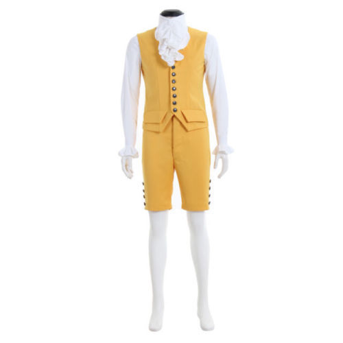 Medieval Mens Yellow Cosplay Costume Suit 18th Century British Suit - Picture 4 of 9