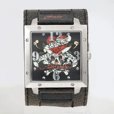 ED HARDY ガラス時計 Ed Hardy 45mm Tattoo Warrior Love Kills Slowly Steel Mens Quartz