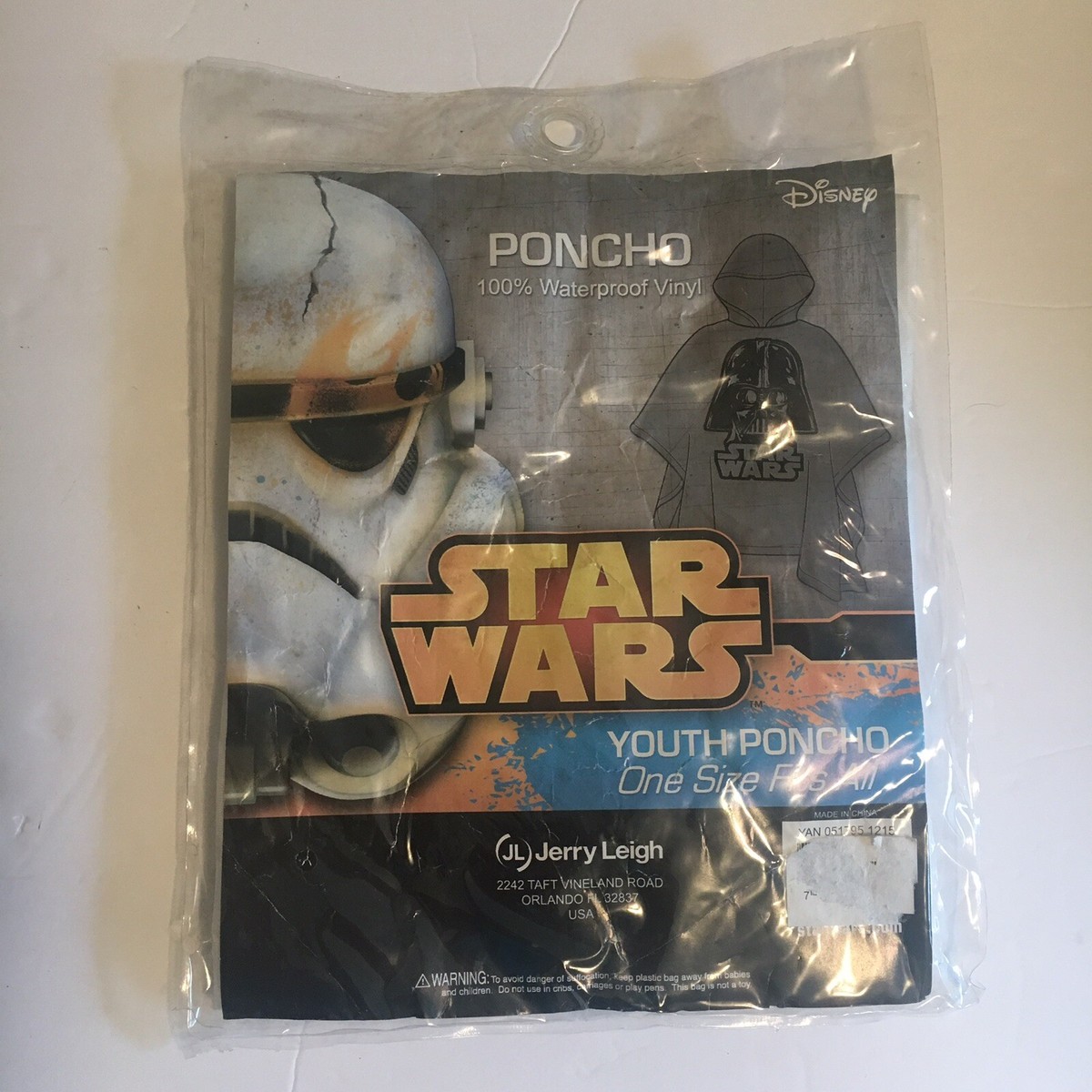 Disney Star Wars Darth Vader Youth Rain Pancho Clear