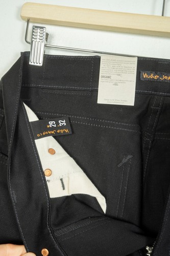 Nudie Organic Cotton Black Denim Jeans New Men's Pants Size W29 L32 - Picture 7 of 9