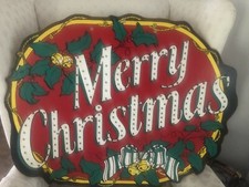 Vtg Merry Christmas Heavy Cardboard Decor. Add Lights. Nice Vtg Decor