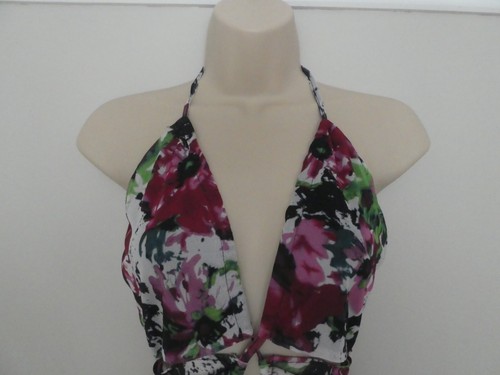 NaaNaa Ladies Pink Floral Cut Out Mesh Thong Bodysuit Top - Size 8 BNWT - Picture 2 of 14