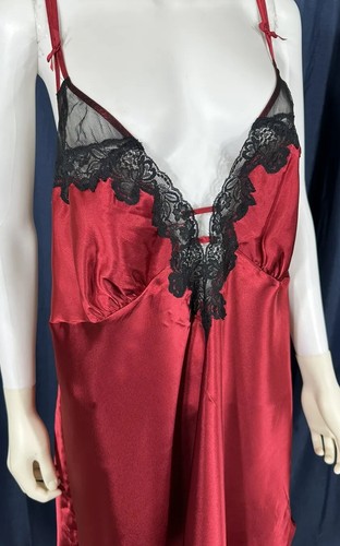 3X Camicia da notte rossa abito slip Fredericks of Hollywood buco della serratura con spalline busto 48" - Foto 3 di 15