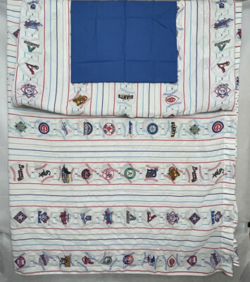Vintage Sheet Set 1998 MLB Major League Baseball All Team Logos Print Twin BN2