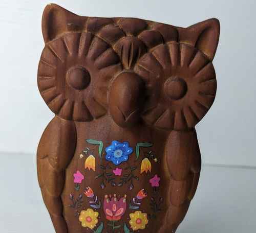 Wooden Owl Eyeglass Holder Handpainted Flowers by Natural Life decor as is - Picture 4 of 10