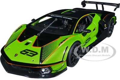 LAMBORGHINI ESSENZA SCV12 #63 GREEN 1/24 DIECAST MODEL CAR BY BBURAGO 28017