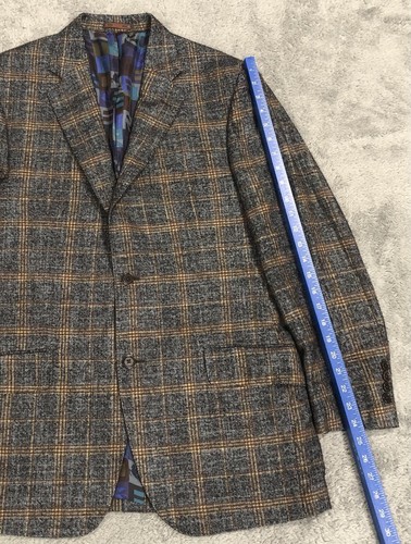 ETRO Milano Men’s US 42R Blazer Sport Coat Silk Wool Plaid Colorful Lined - Picture 4 of 12