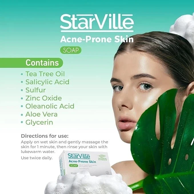 Starville Soap for Acne Prone Skin Daily Hygiene For Oily Skin ( 4 Pack X 90ml ) - Image 2 of 4