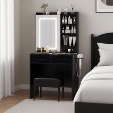 Makeup Vanity Desk,Vanity Table with Charging Station, Power Outlets & USB Ports