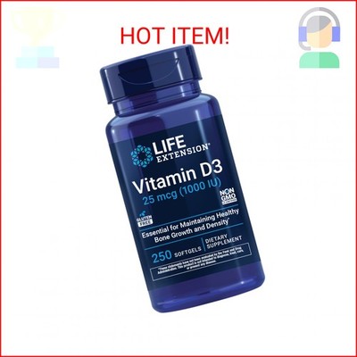 Life Extension Vitamin D3 25 mcg (1000 IU), Immune System Support, Bone Health,