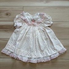 Vintage 80s/90s Girls Frilly Spring Floral Dress With Polka Dots And Ruffles