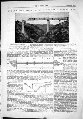 Alte Technik 1885 Tardes Viadukt Montlucon Eygurande Eisenbahn Brücke viktorianisch