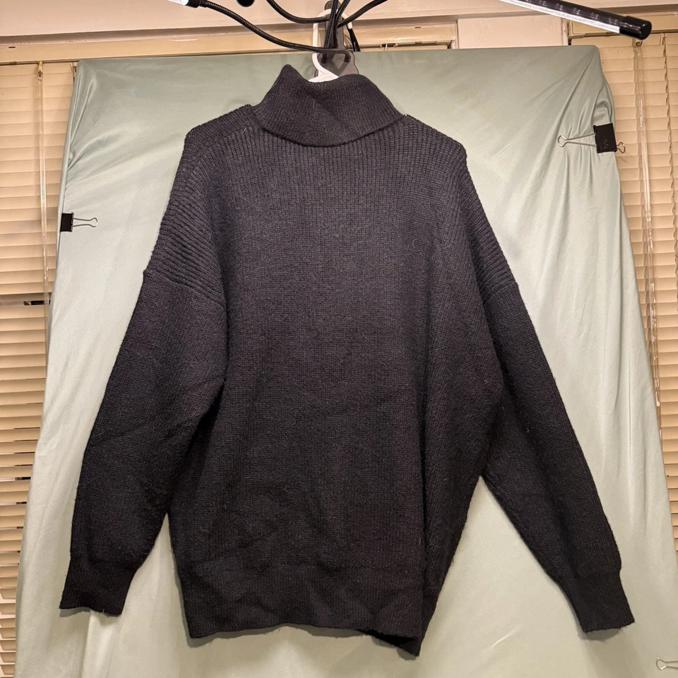 Top tejido Forever 21 Ambiance elástico manga larga negro liso cuello alto talla M Foto 2 de 4