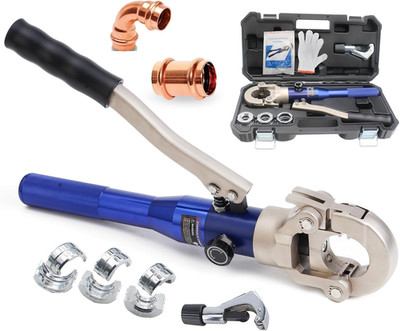 Hydraulic Copper Tube Fittings Crimping Tool with 1/2,3/4 and 1-Inch Jaw for Pro