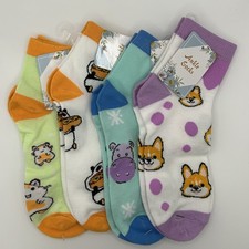 4 Pairs of Cute Women's Ankle Socks One Size Fits Most Variety of Designs