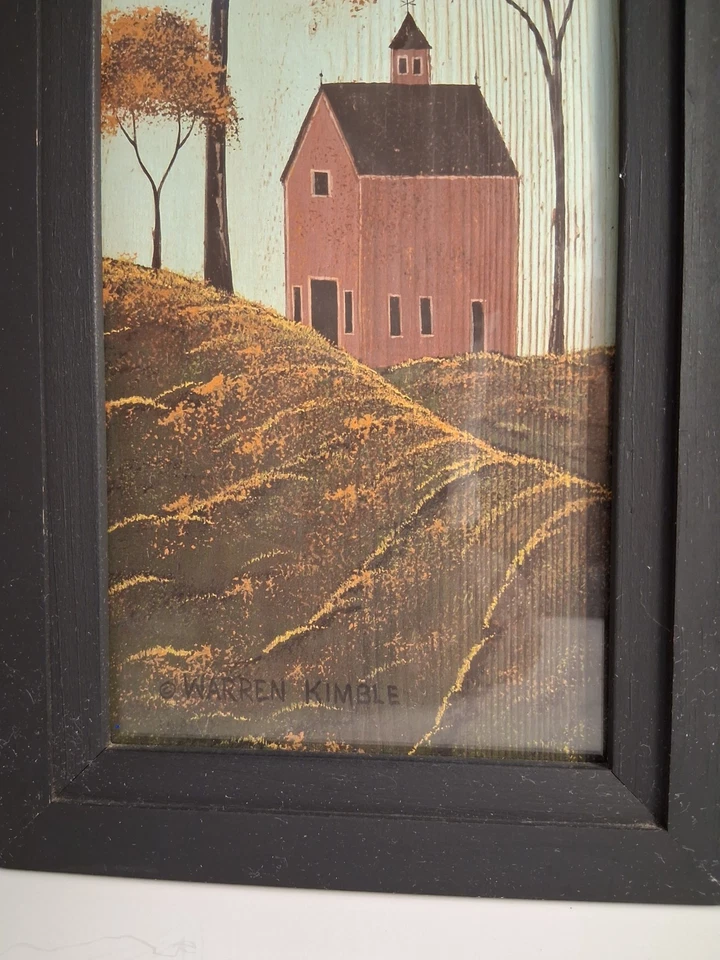 Conjunto de 3 estampas emolduradas Warren Kimble Four Seasons arte popular americana - Imagem 2 de 4