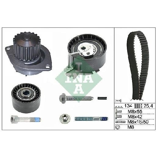 Wasserpumpe + Zahnriemensatz FüR Peugeot Partner 5 1.6 01 Bis 26 INA Neu Teil-image