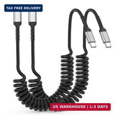 Coiled USB C to USB C Cable, 2Pack 3ft USB C Charger Cord for Car, USBC to USBC