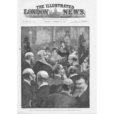 HOUSES OF PARLIAMENT Lord Chancellor Reading Queen's Speech - Antique Print 1890