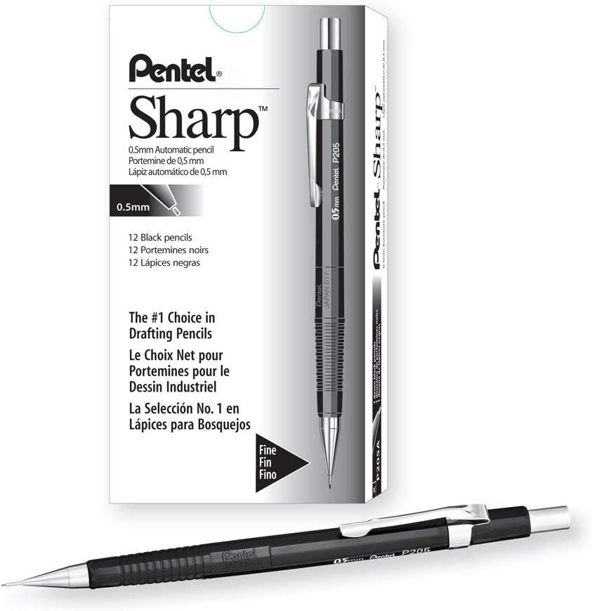 Sharp Automatic Pencil, (0.5Mm), Black Barrel, Box of 12 (P205A)