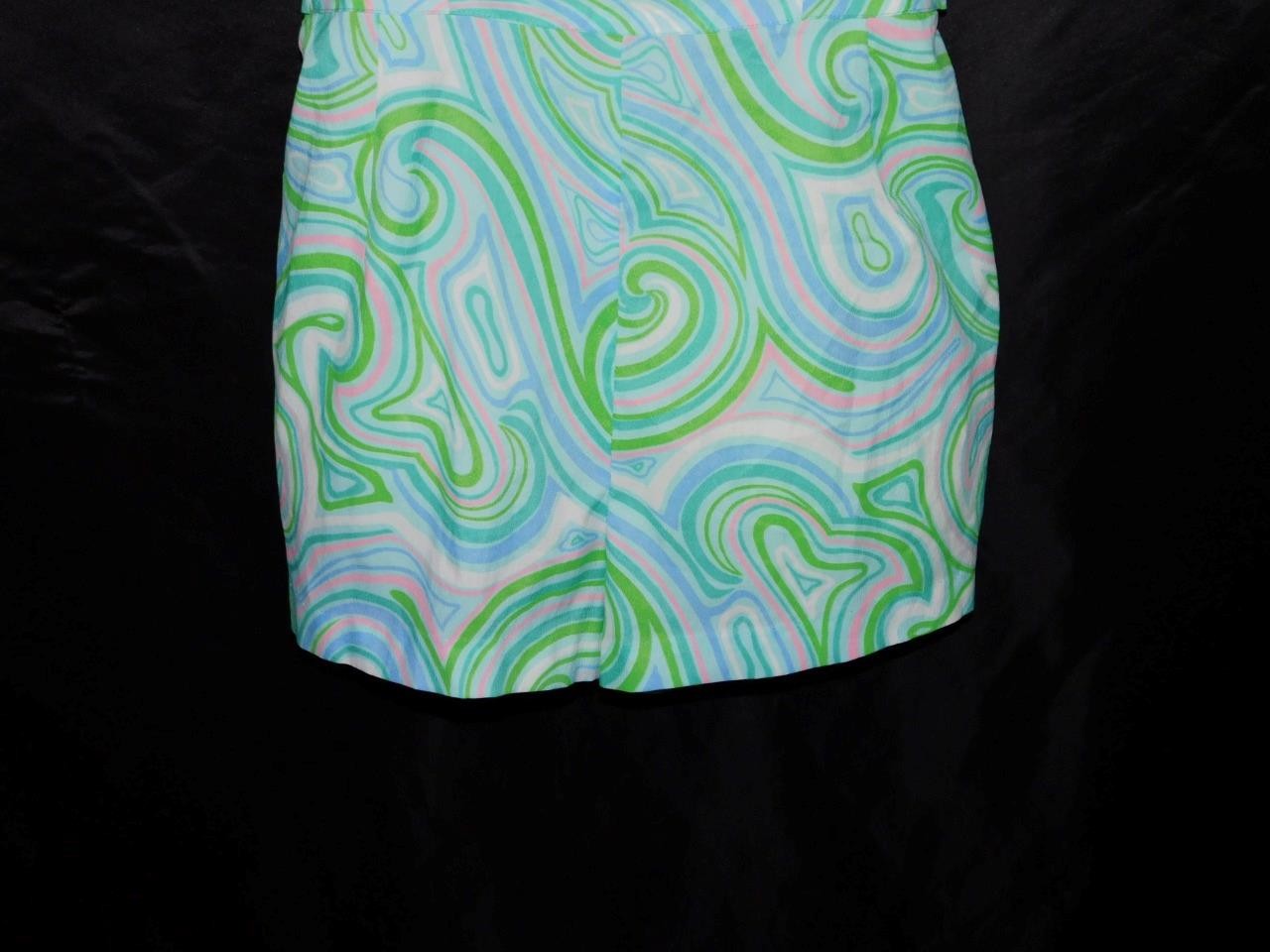 Vtg 60s Gabar XS Green Pink Purple Romper Beach Swimsuit One Piece Psychedelic