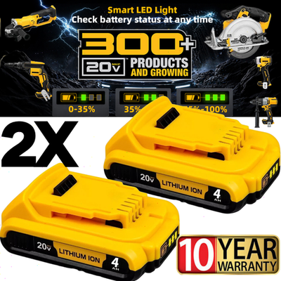 #ad 2Pack 4.0AH For DEWALT DCB201 20V 20 Volt Max Lithium Compact Battery DCB204 2 $28.99