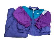 VTG Reebok Retro Women Medium Windbreaker Tracksuit 90s Purple Colorblock EUC