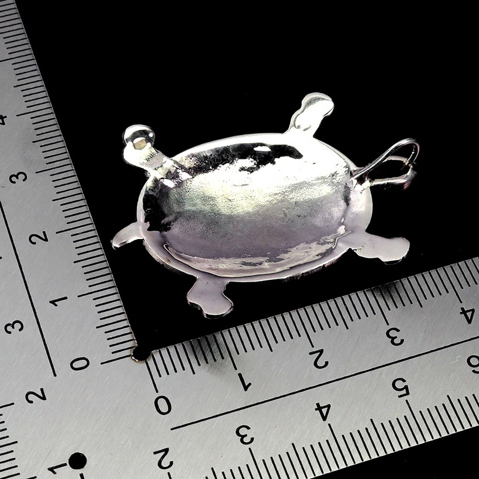 Colgante de plata de ley 925 madreperla marcasita natural tortuga joyería Foto 3 de 4