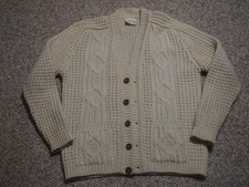 Vintage Irish While Wool Sweater Gaeltarra Handloomed Aran