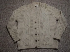 Vintage Irish While Wool Sweater Gaeltarra Handloomed Aran