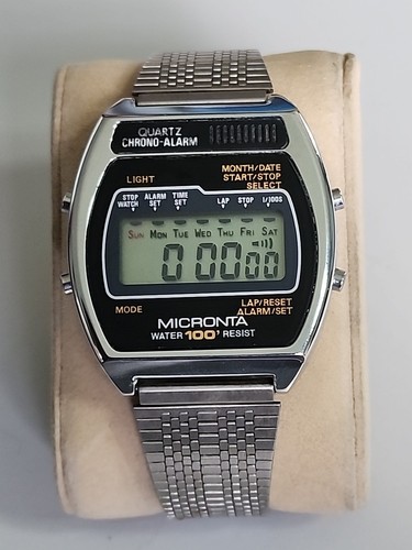 Vintage Micronta LCD Chrono Alarm Herren Armbanduhr FUNKTIONIERT Radio Shack Tandy