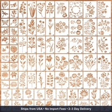 80Pcs Stencils for Painting, Stencils for Crafts Reusable Flower Wall Stencils f
